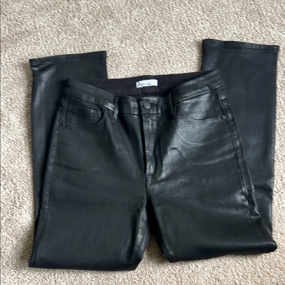 Good American Coated Black Straight Leg Jeans size 10/30